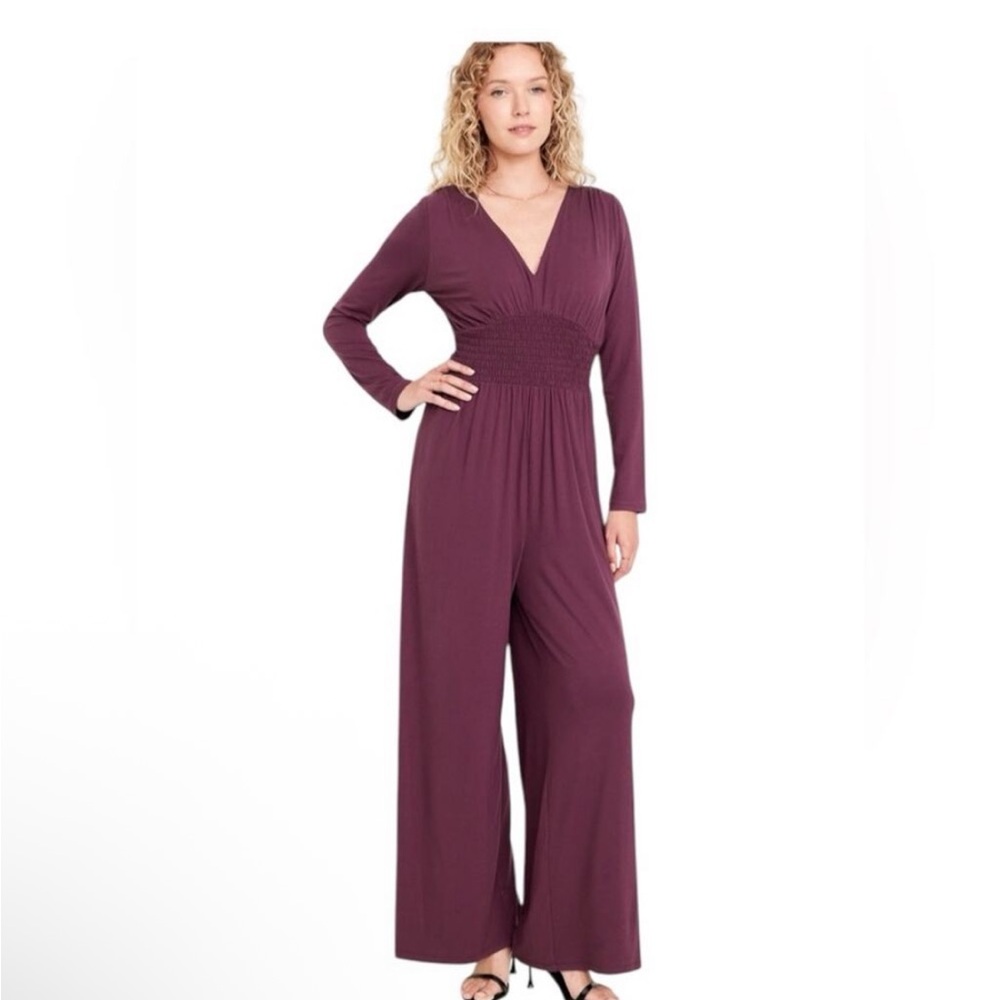 Old Navy cherry bark Waist-Defined V-Neck Jumpsuit